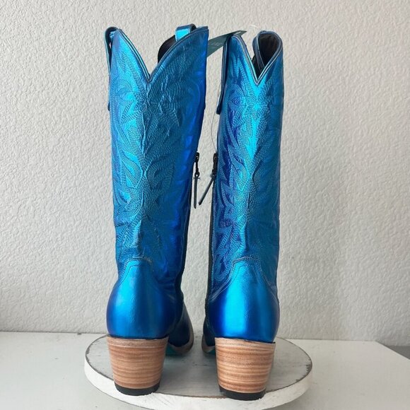 Lane SMOKESHOW Womens Cowboy Boots 10 Blue Western Cowgirl Mid Calf Pointed Toe - Picture 3 of 12